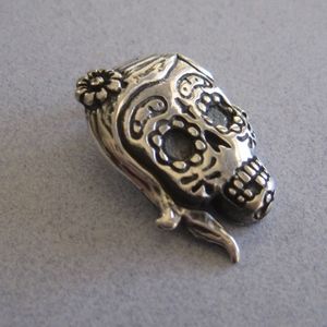 Day of the Dead Sugar Skull 925 Silver Pendant New